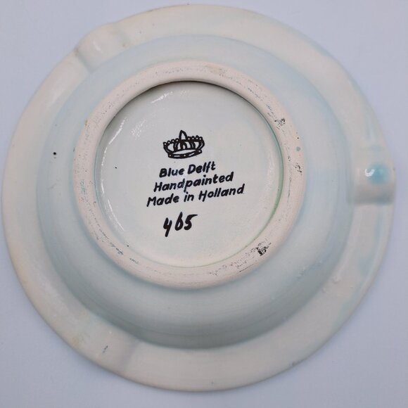 Vintage Blue Delft Hand Painted Holland Dutch Windmill House Ceramic Ashtray - Picture 6 of 9